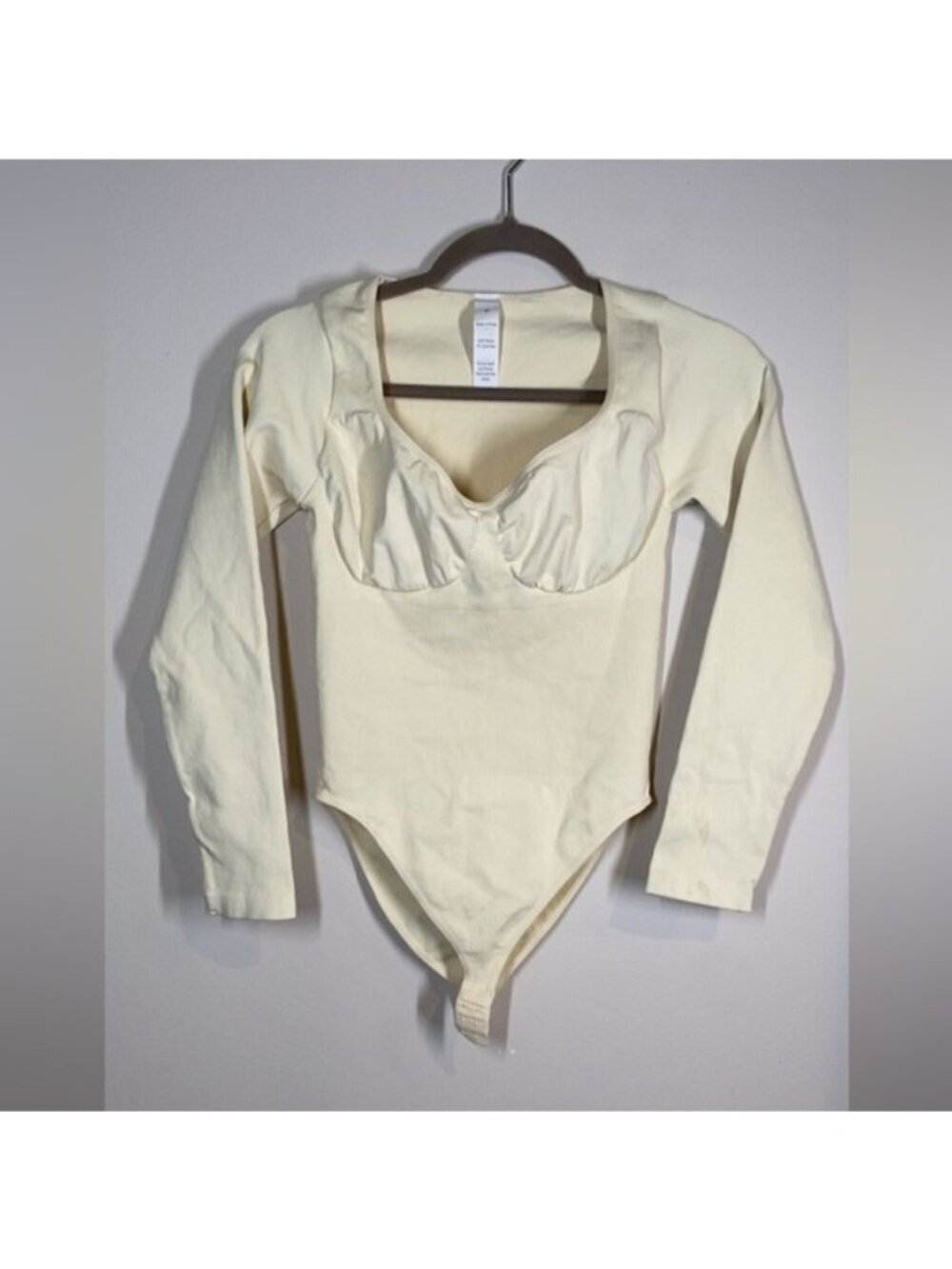 Medium Light Beige Long Sleeve Shapewear Bodysuit Not a Thong